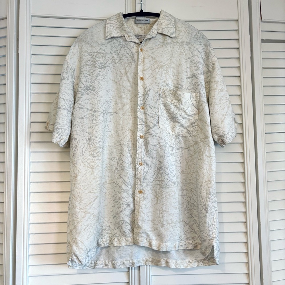 Vintage Y2K Geoffrey Beene Linen Blend Button Down Short Sleeve Shirt Medium M
